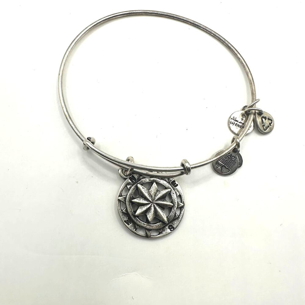 Alex + Ani Compass bracelet Silver tone Energy Charm Boho Casual